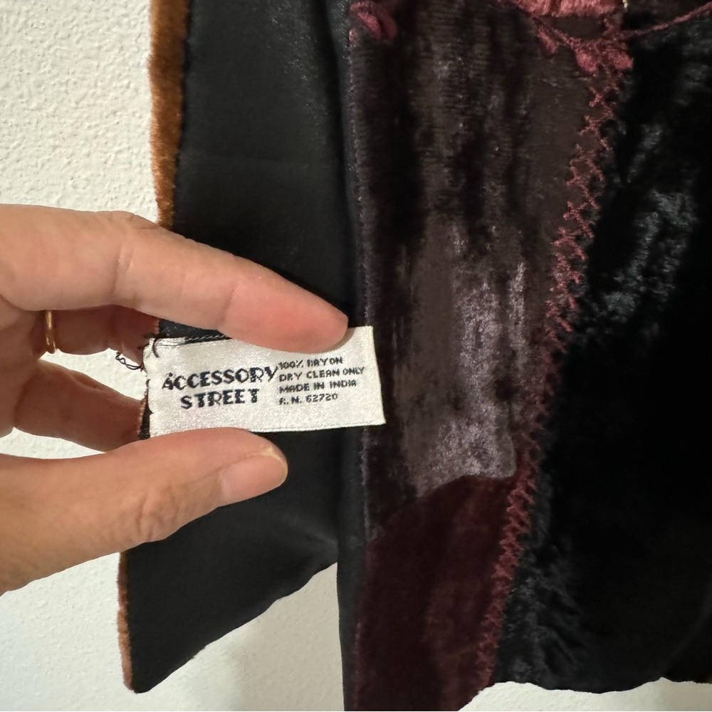 Accessory Street Patchwork Velvet Embroidered Sca… - image 5